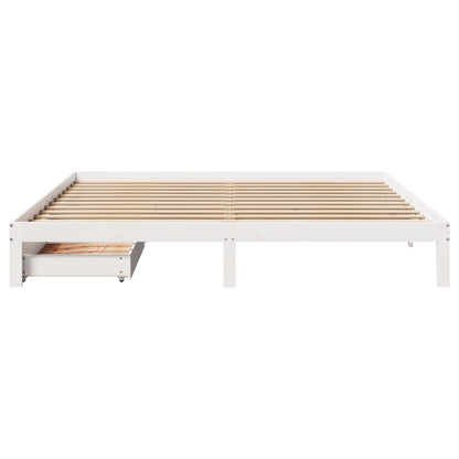 Bedframe met lades massief grenenhout wit 200x200 cm