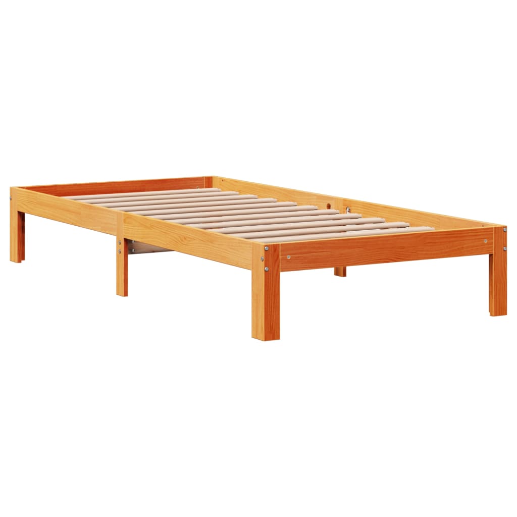 Bedframe met lades massief grenenhout wasbruin 75x190 cm