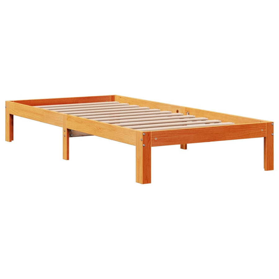 Bedframe met lades massief grenenhout wasbruin 75x190 cm