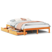 Bedframe met lades massief grenenhout wasbruin 120x190 cm