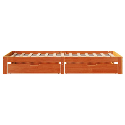 Bedframe met lades massief grenenhout wasbruin 100x200 cm
