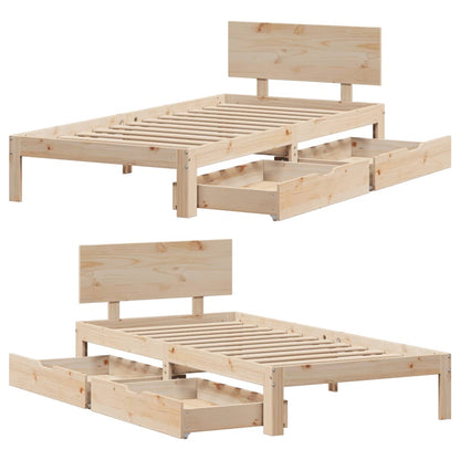 Bedframe met lades massief grenenhout 90x190 cm