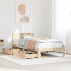 Bed frame with drawers solid pine wood 90x190 cm