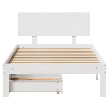 Bedframe met lades massief grenenhout wit 90x190 cm