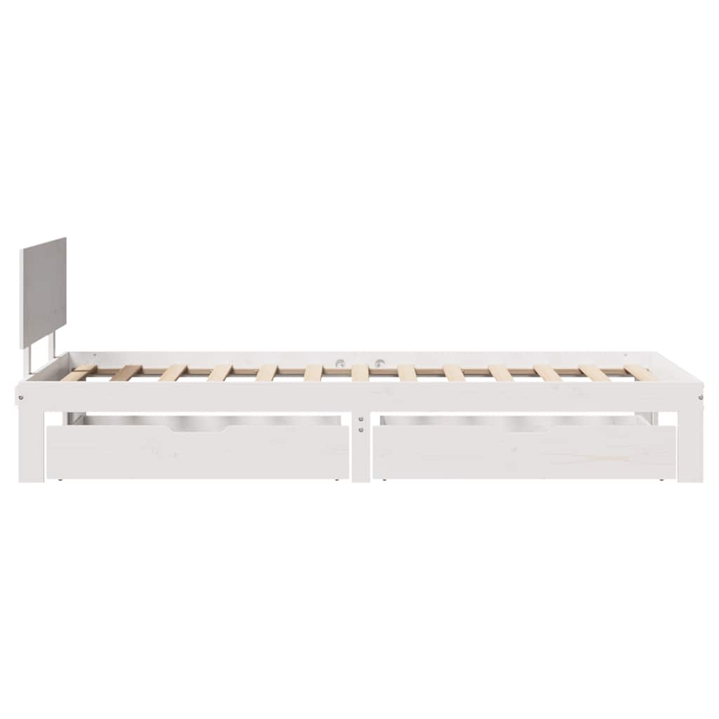 Bedframe met lades massief grenenhout wit 90x190 cm