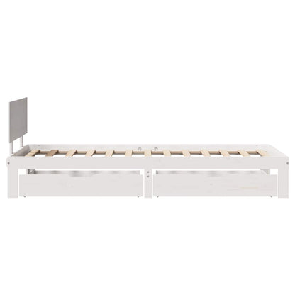 Bedframe met lades massief grenenhout wit 90x190 cm