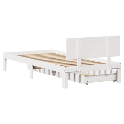 Bedframe met lades massief grenenhout wit 90x190 cm