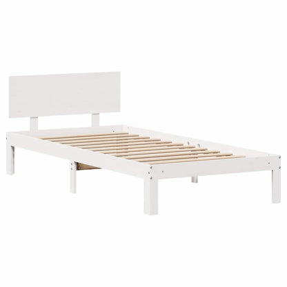 Bedframe met lades massief grenenhout wit 90x190 cm