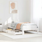 Bedframe massief grenenhout wit 90x190 cm met lades