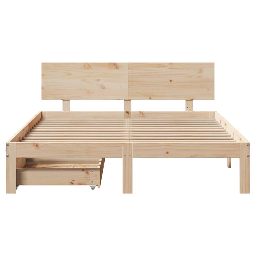 Bedframe met lades massief grenenhout 135x190 cm