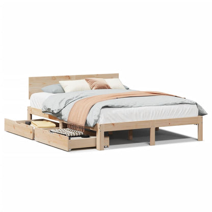 Bedframe met lades massief grenenhout 140x190 cm
