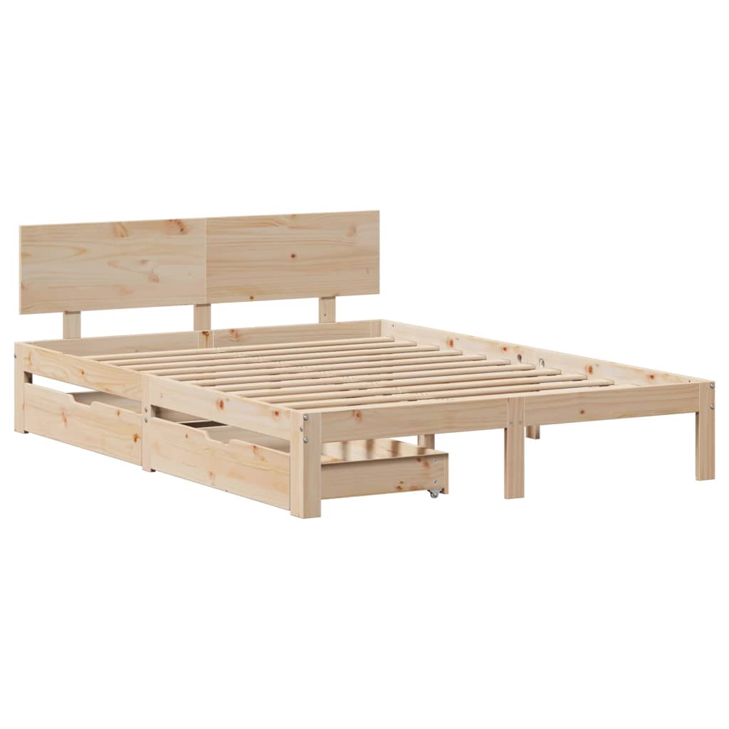 Bedframe met lades massief grenenhout 140x190 cm