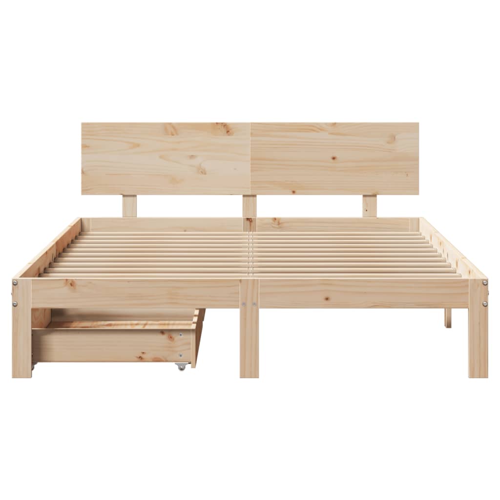 Bedframe met lades massief grenenhout 140x190 cm