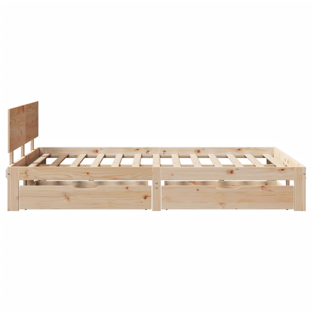 Bedframe met lades massief grenenhout 140x190 cm