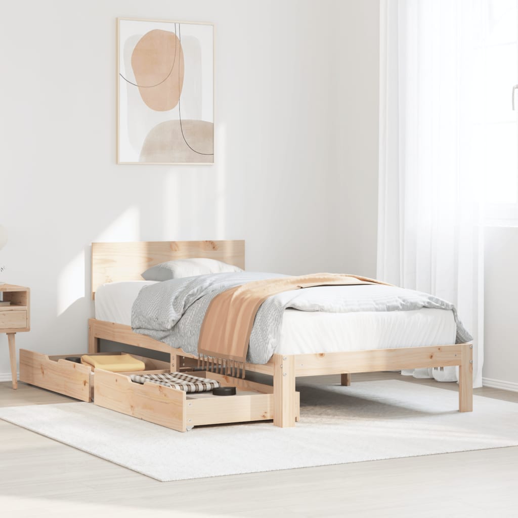 Bedframe met lades massief grenenhout 90x200 cm