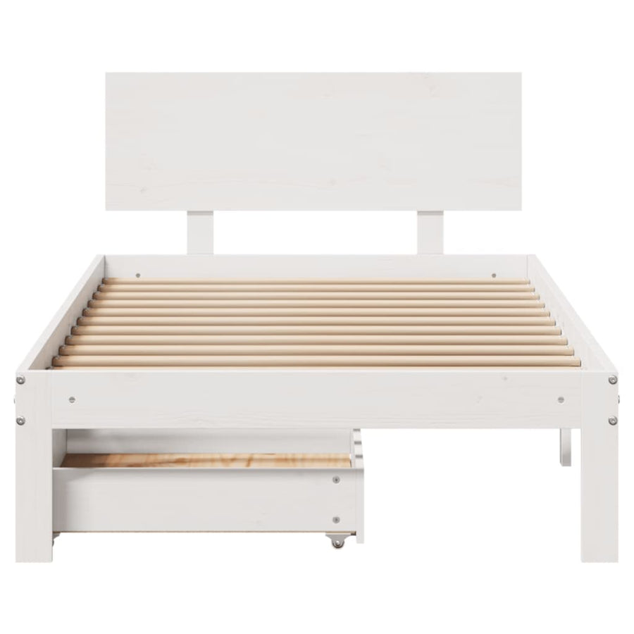 Bedframe met lades massief grenenhout wit 90x200 cm
