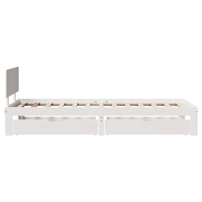 Bedframe met lades massief grenenhout wit 90x200 cm