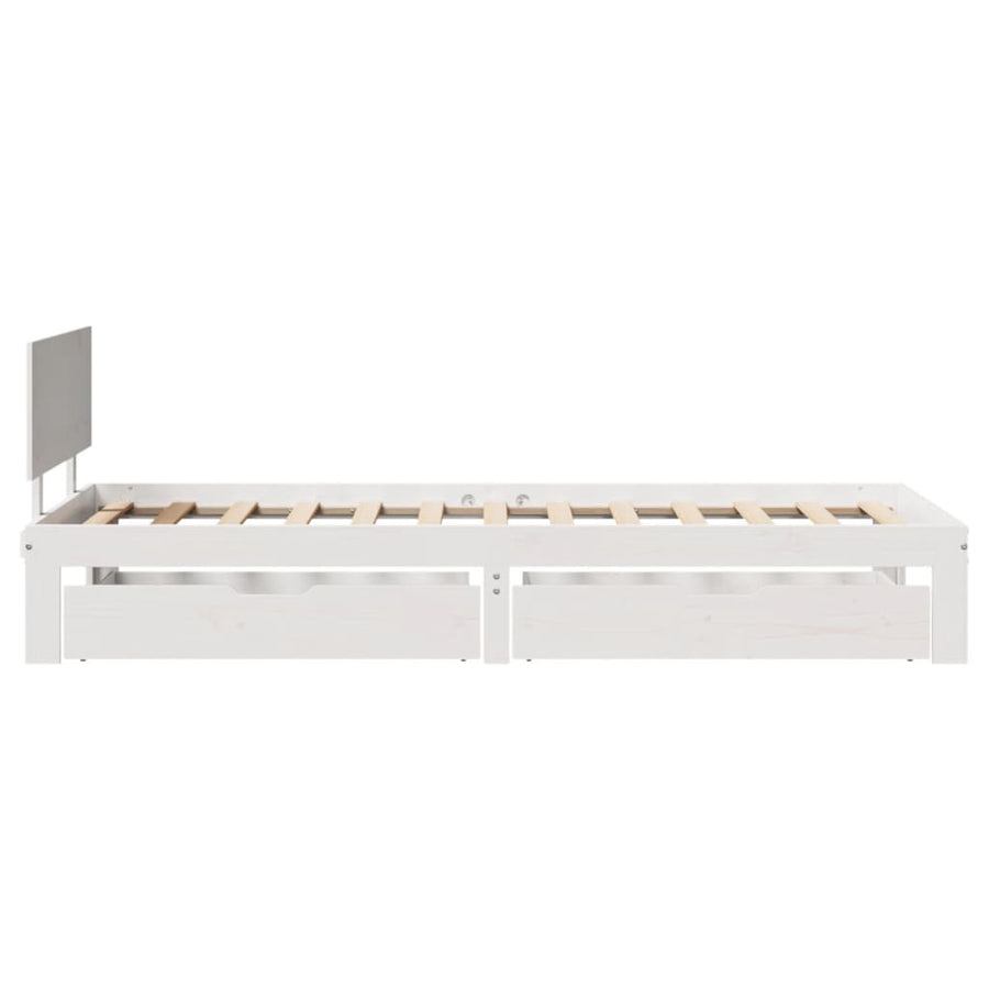 Bedframe met lades massief grenenhout wit 90x200 cm