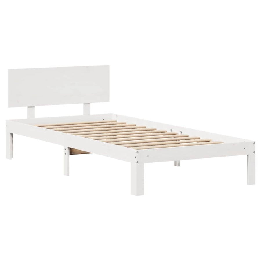 Bedframe met lades massief grenenhout wit 90x200 cm