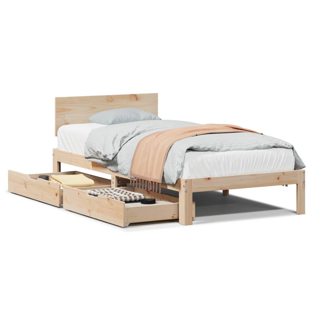Bedframe met lades 100x200 cm massief grenenhout