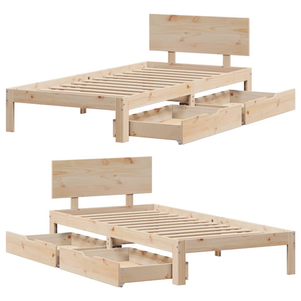Bedframe met lades 100x200 cm massief grenenhout