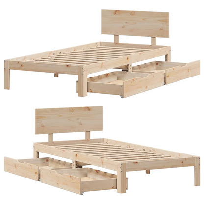 Bedframe met lades 100x200 cm massief grenenhout