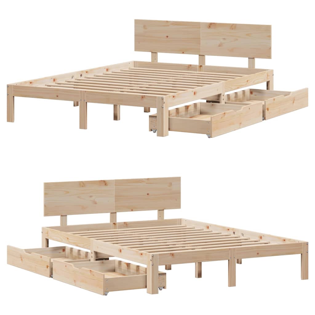 Bedframe met lades massief grenenhout 120x200 cm