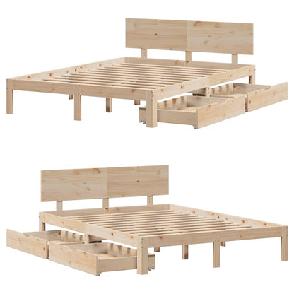 Bedframe met lades massief grenenhout 120x200 cm
