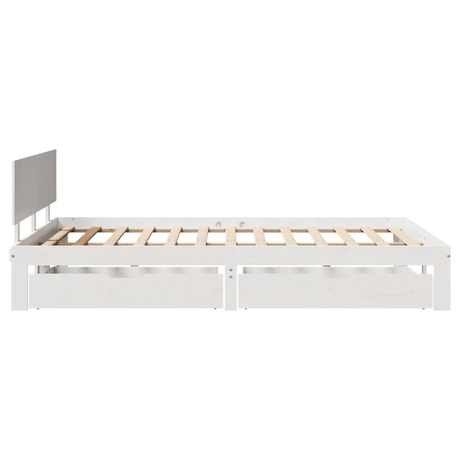 Bedframe met lades massief grenenhout wit 120x200 cm