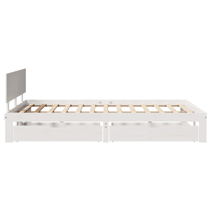 Bedframe met lades massief grenenhout wit 140x200 cm