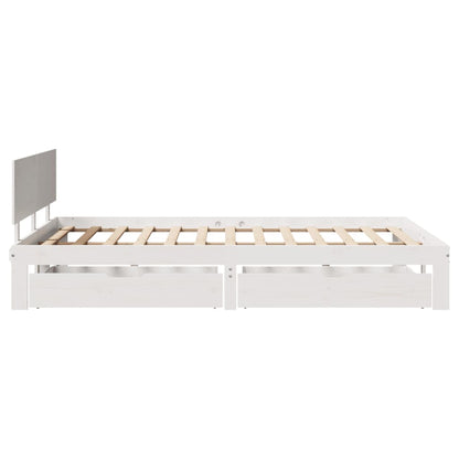 Bedframe met lades massief grenenhout wit 150x200 cm