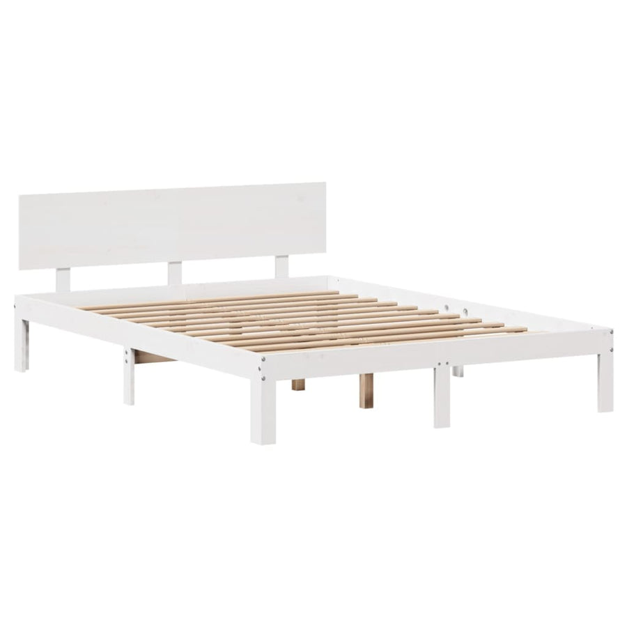 Bedframe met lades massief grenenhout wit 150x200 cm
