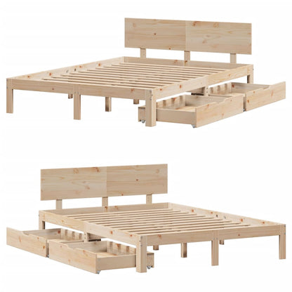 Bedframe met lades massief grenenhout 160x200 cm