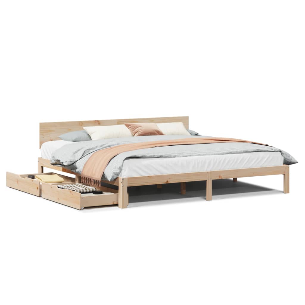 Bedframe met lades massief grenenhout 180x200 cm
