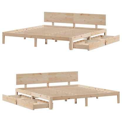 Bedframe met lades massief grenenhout 180x200 cm