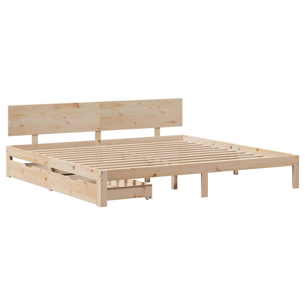 Bedframe met lades massief grenenhout 200x200 cm