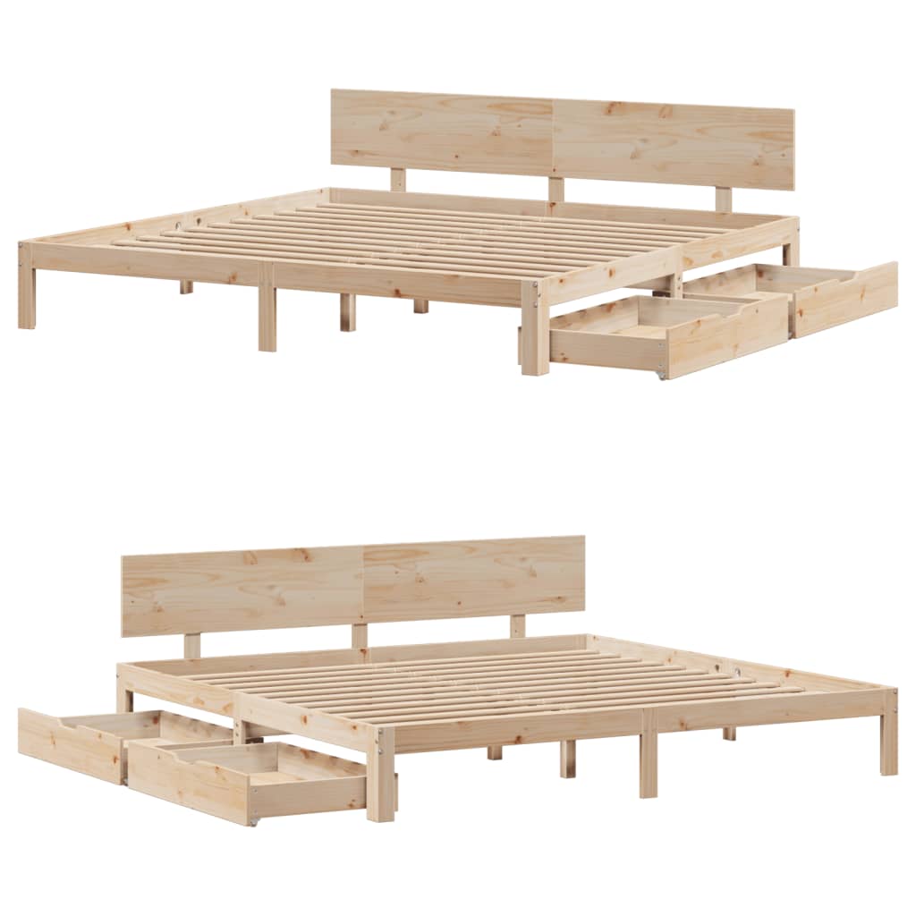 Bedframe met lades massief grenenhout 200x200 cm