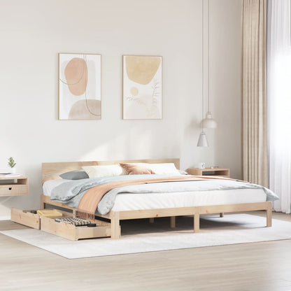 Bedframe met lades massief grenenhout 200x200 cm