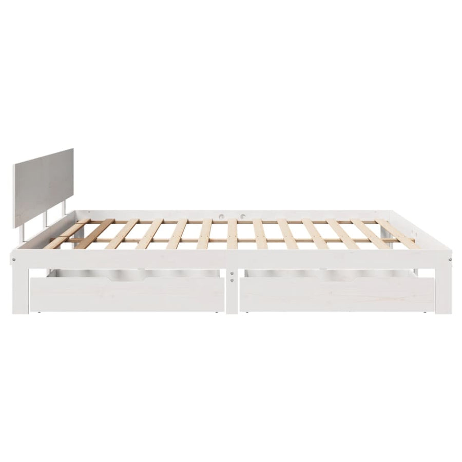 Bedframe met lades massief grenenhout wit 200x200 cm
