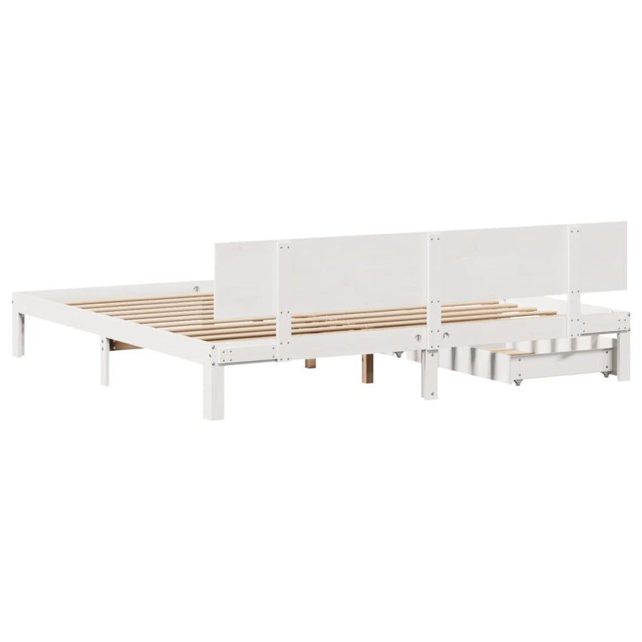 Bedframe met lades massief grenenhout wit 200x200 cm