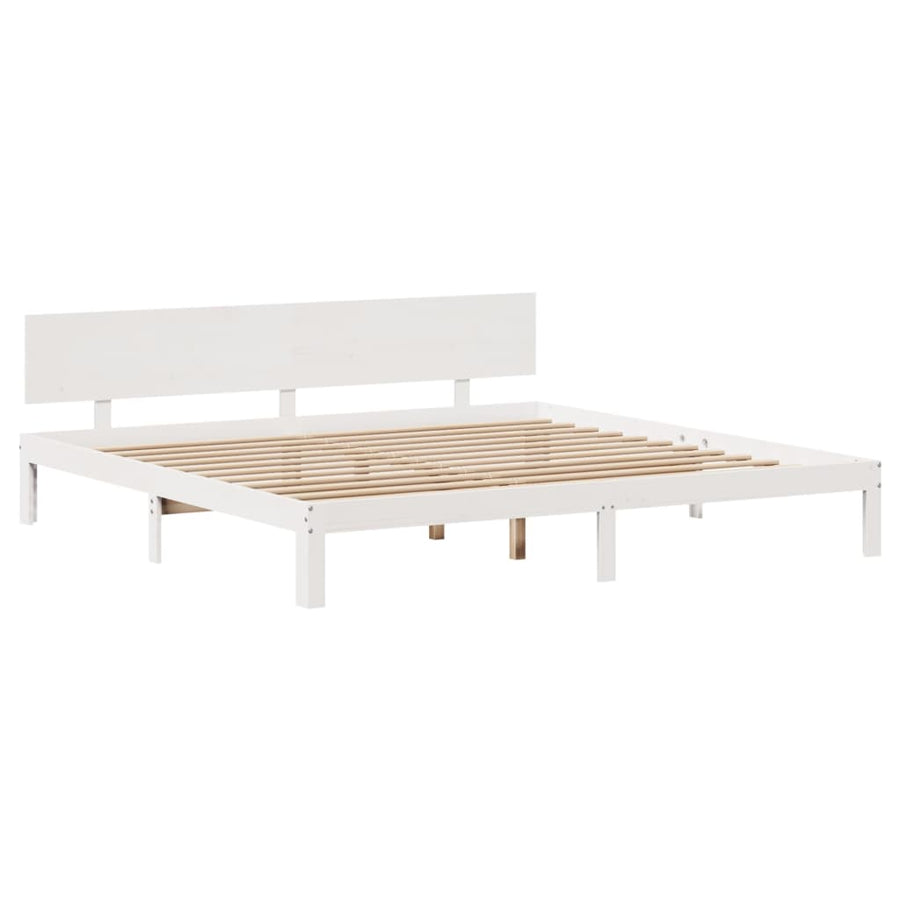 Bedframe met lades massief grenenhout wit 200x200 cm