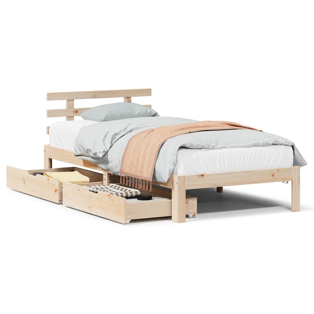 Bedframe met lades massief grenenhout 90x190 cm