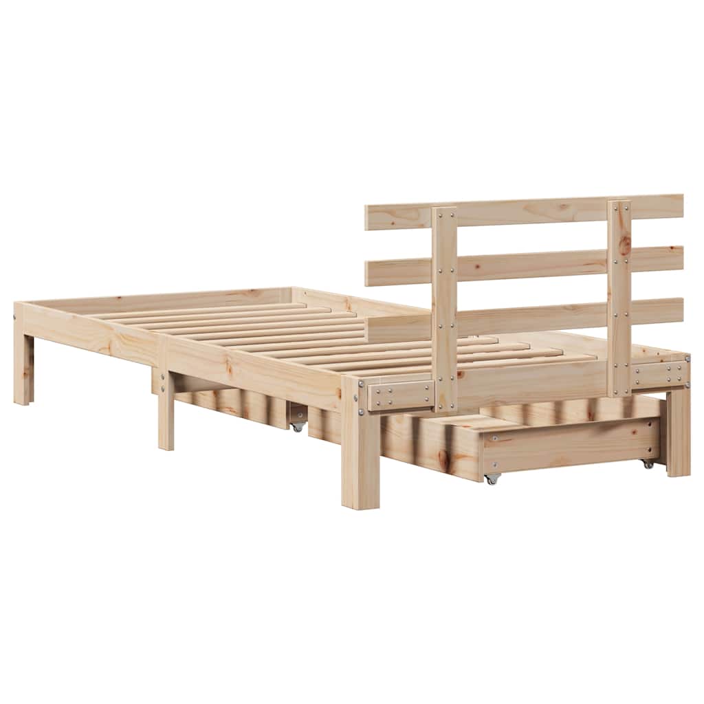 Bedframe met lades massief grenenhout 90x190 cm