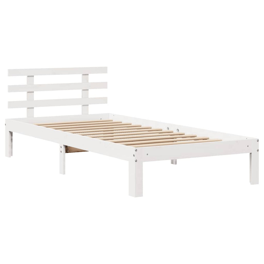 Bedframe Met Lades Massief Grenenhout 90 x 190 cm Wit