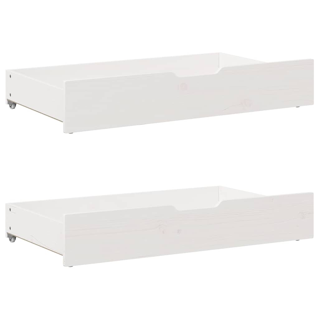 Bedframe Met Lades Massief Grenenhout 90 x 190 cm Wit