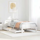 Bedframe massief grenenhout wit 90x190 cm met lades