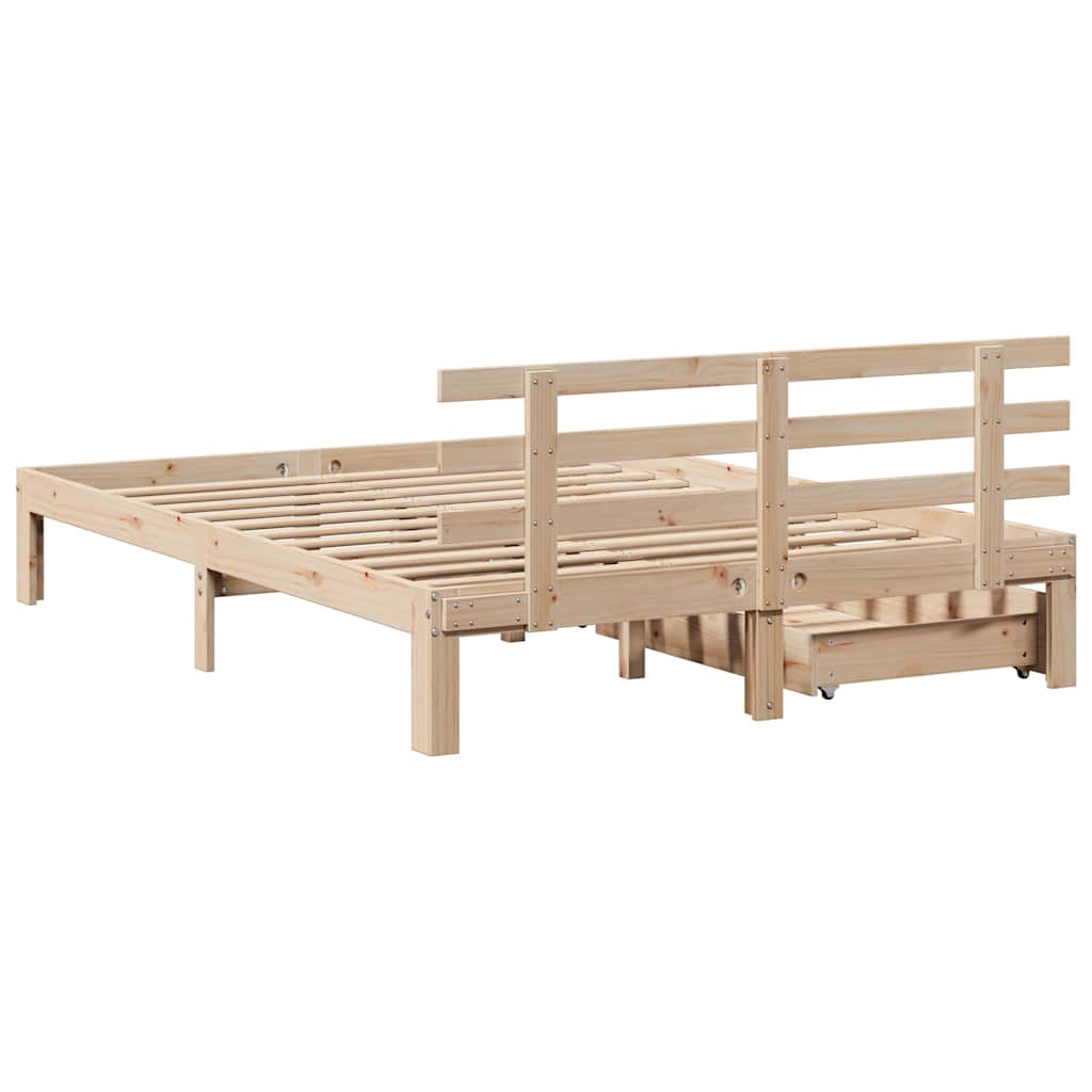 Bedframe met lades massief grenenhout 120x190 cm