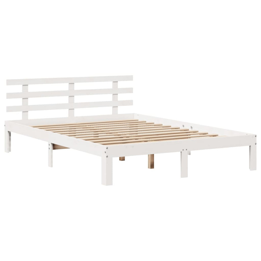 Bedframe met lades massief grenenhout wit 120x190 cm