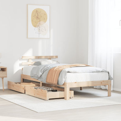 Bedframe met lades massief grenenhout 90x200 cm