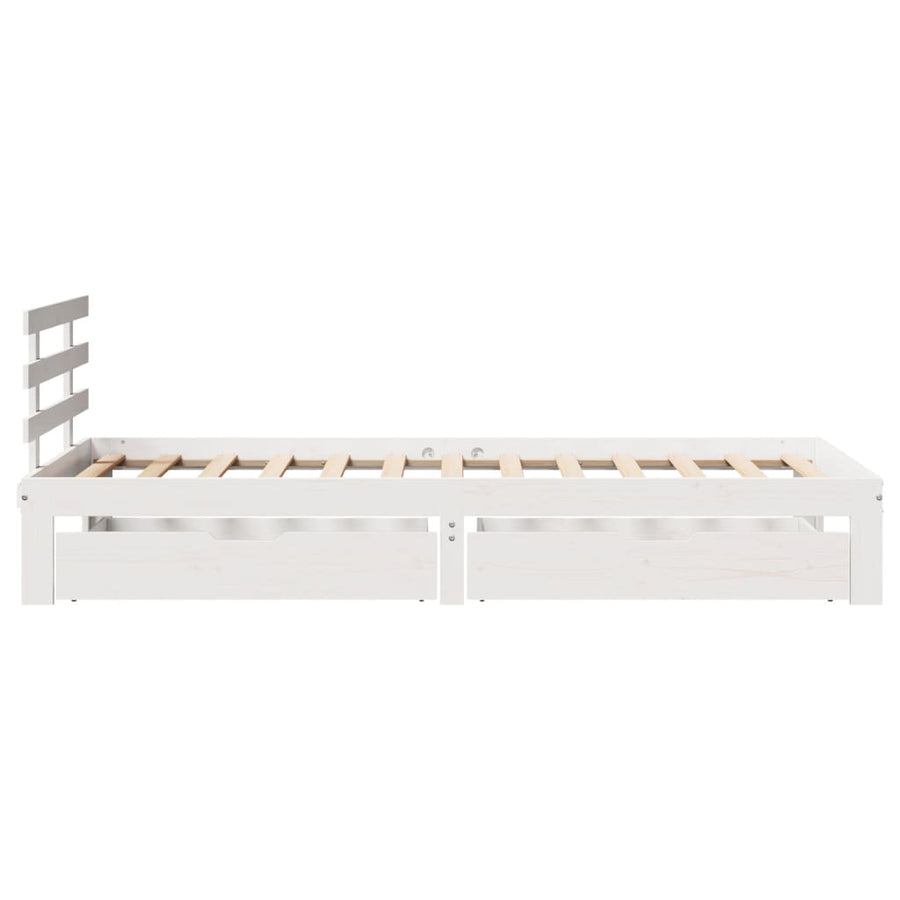 Bedframe met lades massief grenenhout wit 90x200 cm